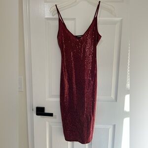 NWT Express red spaghetti strap sequined dress XS